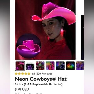 Pink Neon Cowboys Brand light up hat